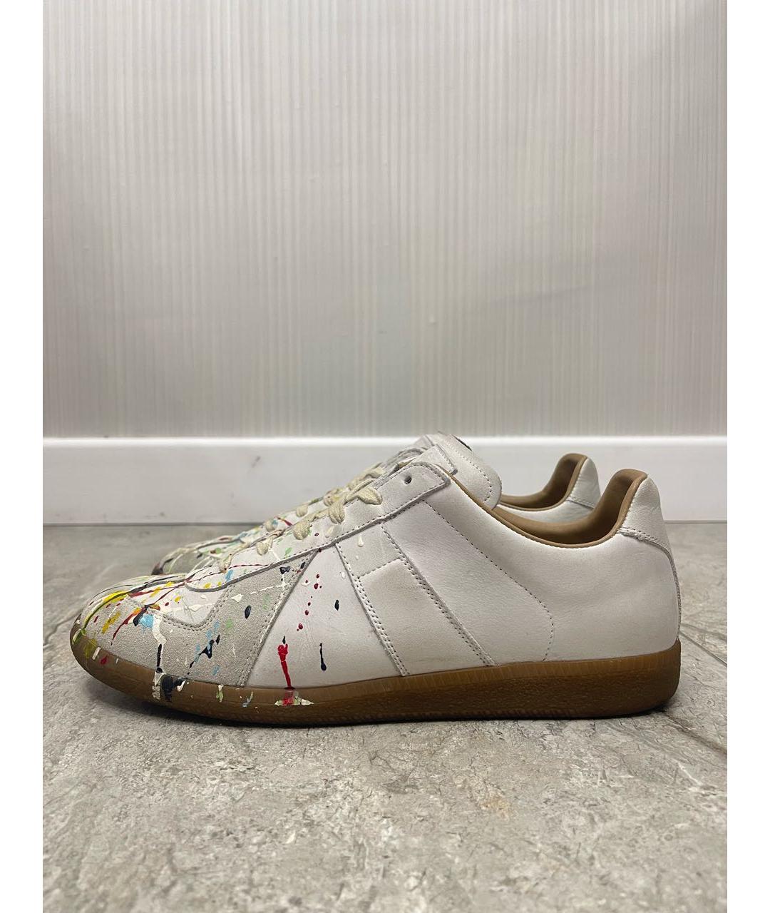 MAISON MARGIELA Бежевые кожаные низкие кроссовки / кеды, фото 4