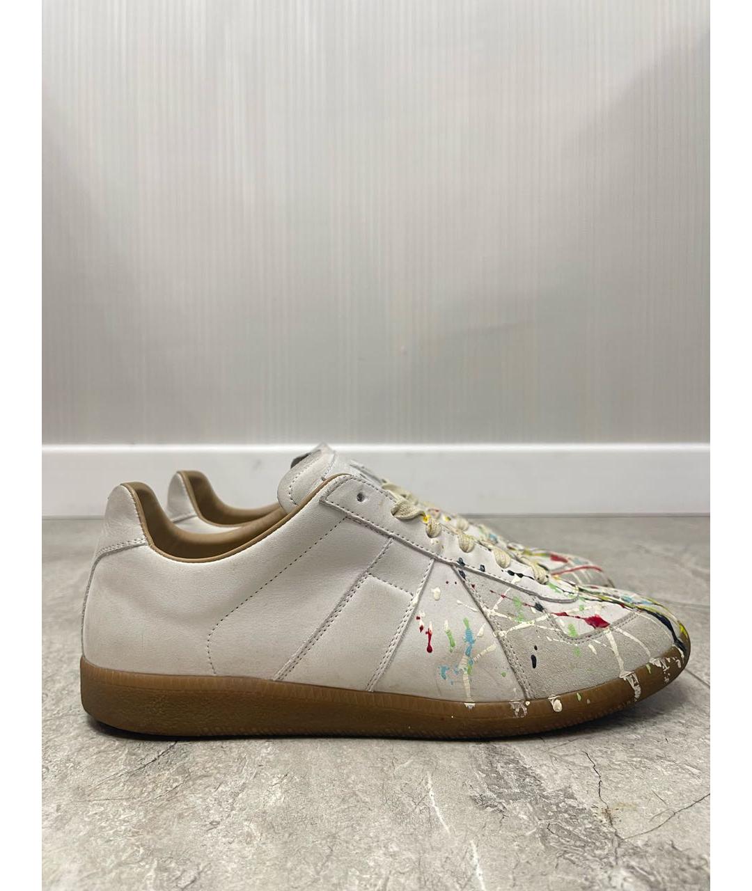 MAISON MARGIELA Бежевые кожаные низкие кроссовки / кеды, фото 6