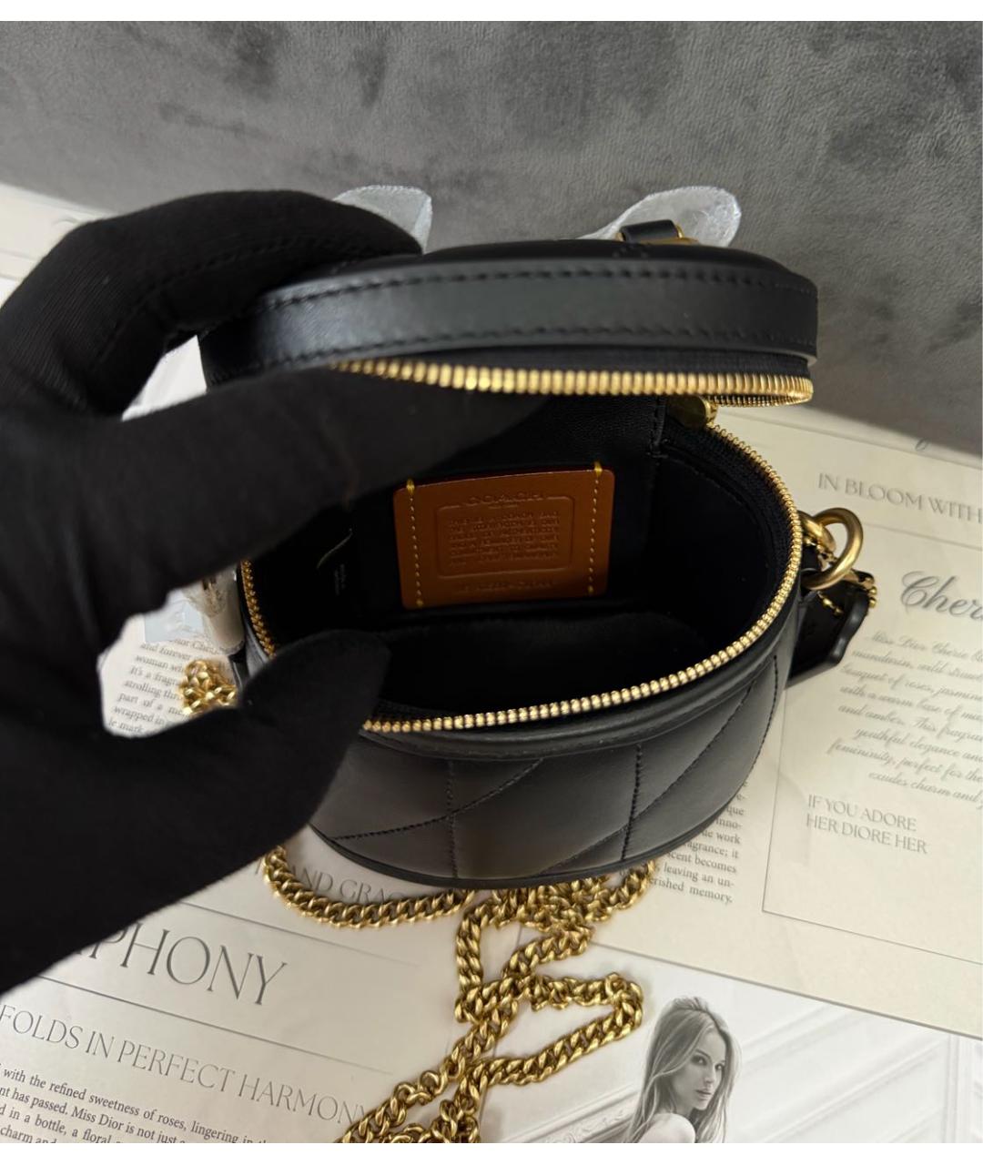 COACH Черная кожаная сумка через плечо, фото 3