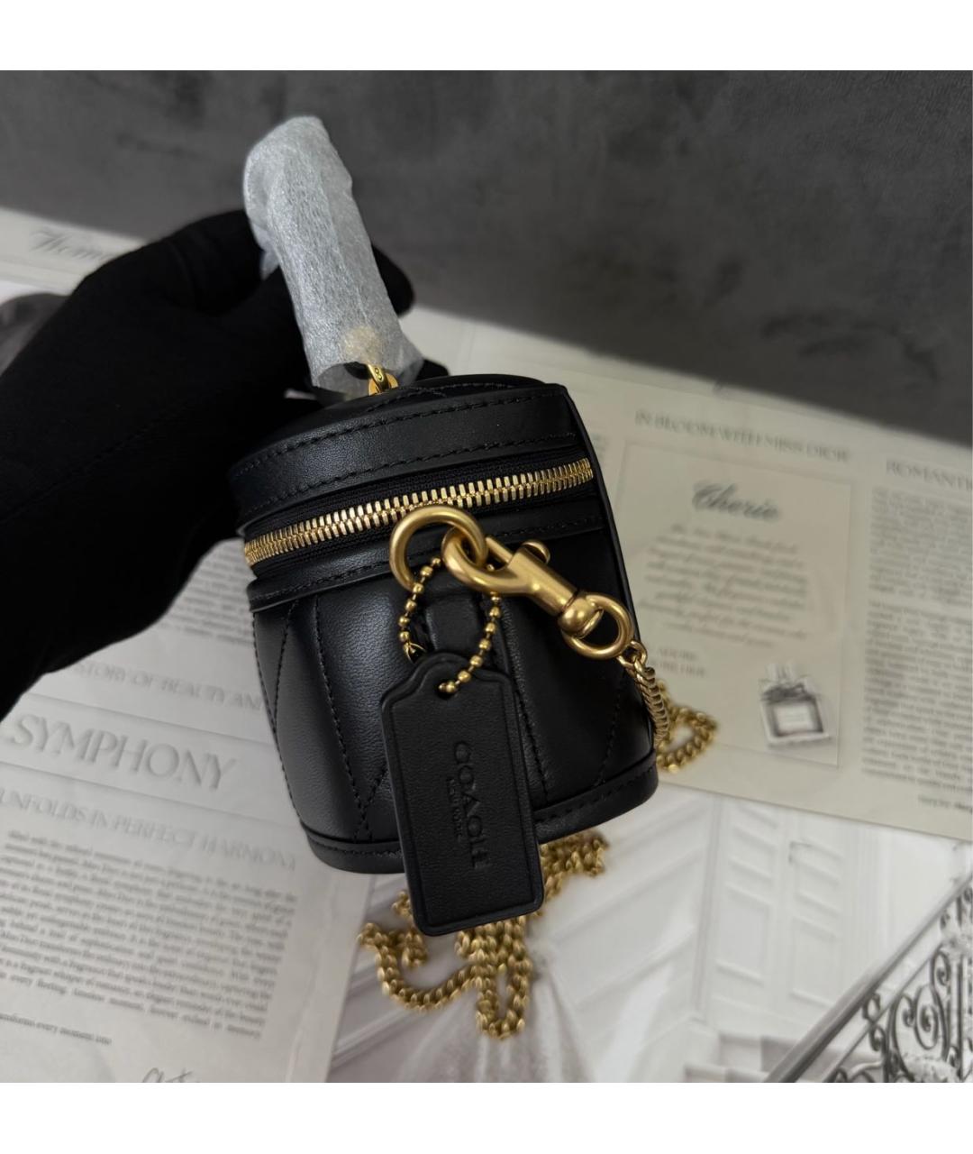 COACH Черная кожаная сумка через плечо, фото 5