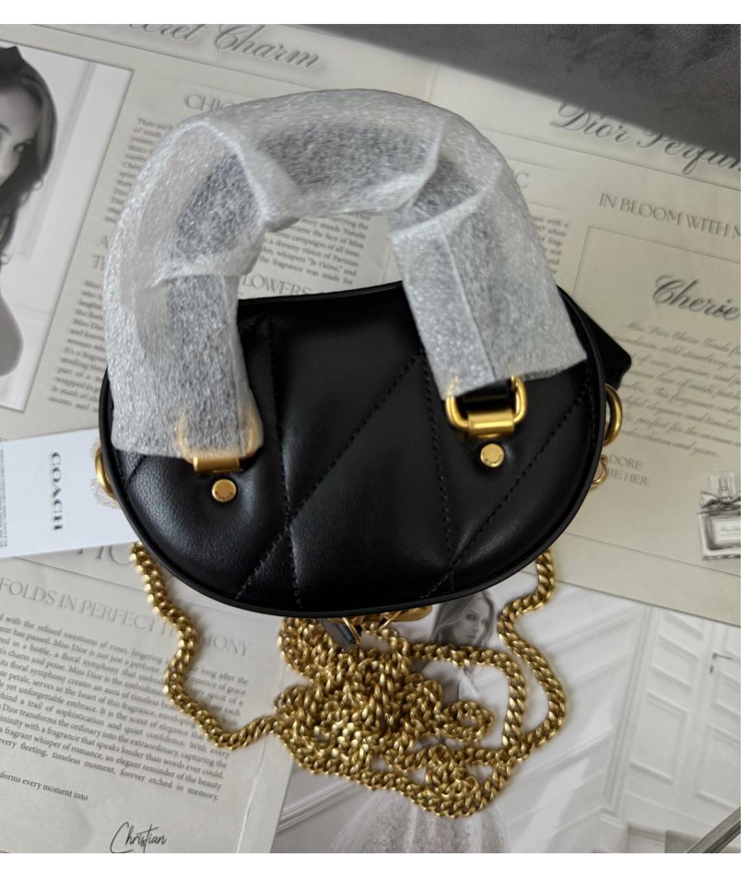 COACH Черная кожаная сумка через плечо, фото 6