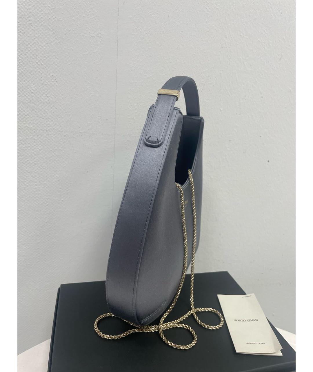 GIORGIO ARMANI Голубая шелковая сумка с короткими ручками, фото 2