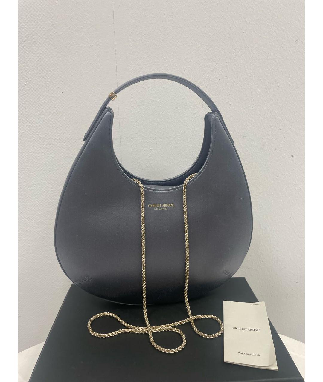 GIORGIO ARMANI Голубая шелковая сумка с короткими ручками, фото 5