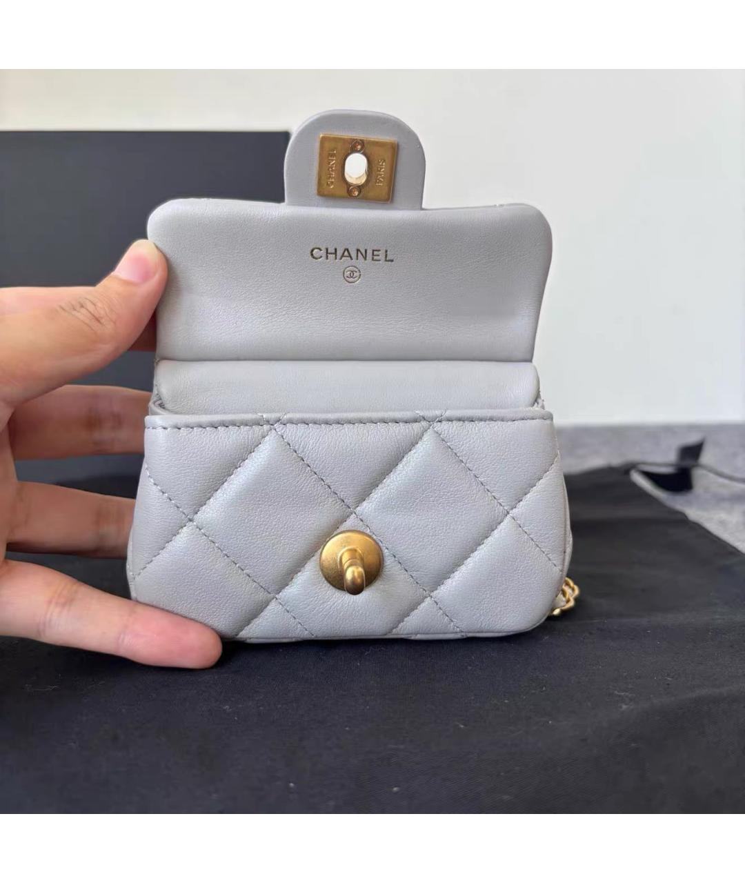 CHANEL Серая кожаная сумка через плечо, фото 7