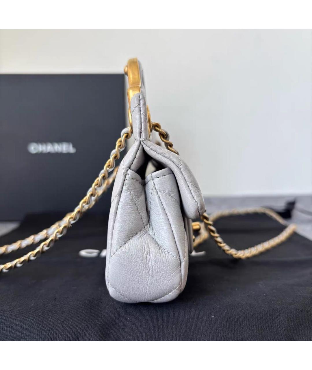 CHANEL Серая кожаная сумка через плечо, фото 3
