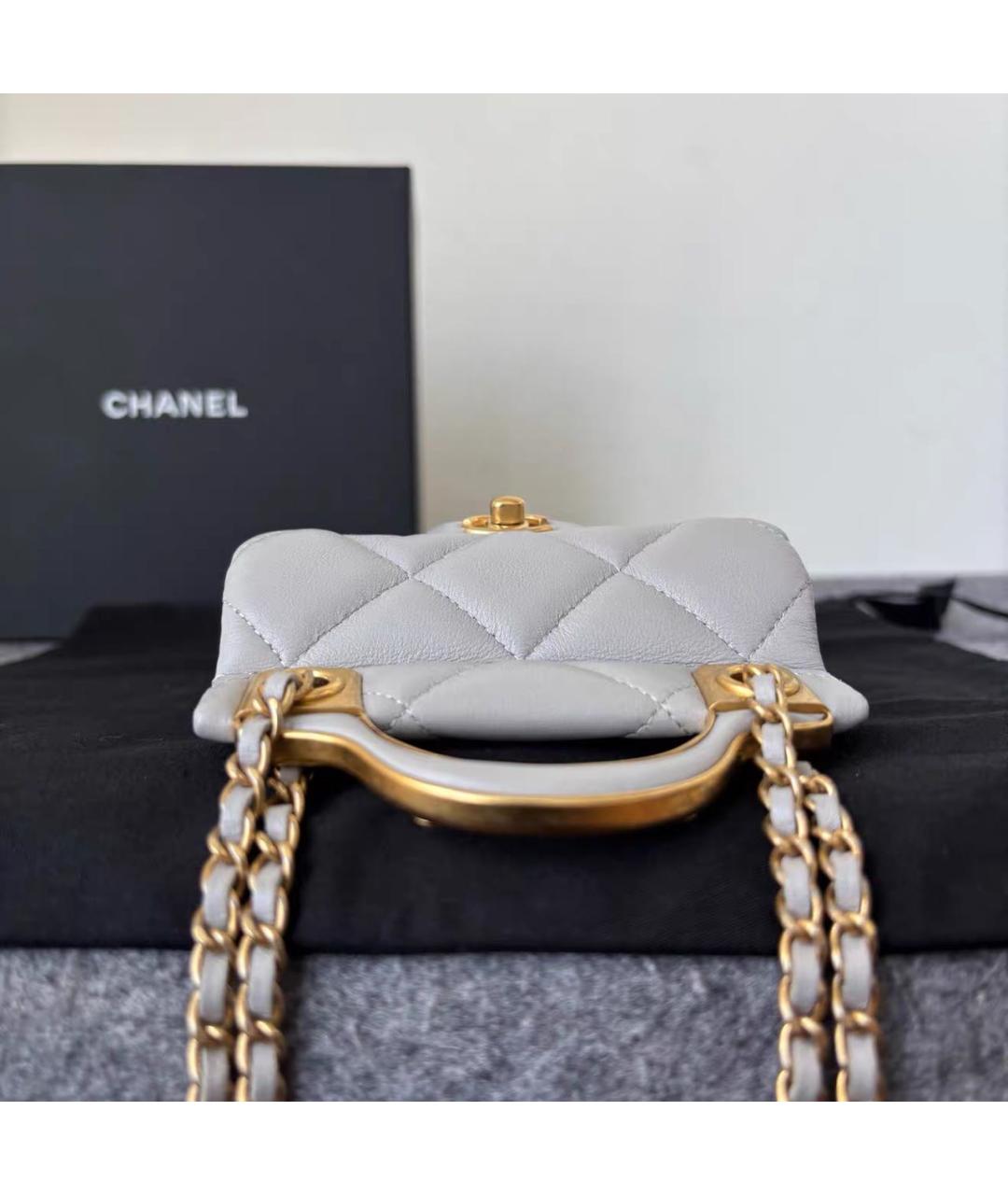 CHANEL Серая кожаная сумка через плечо, фото 5