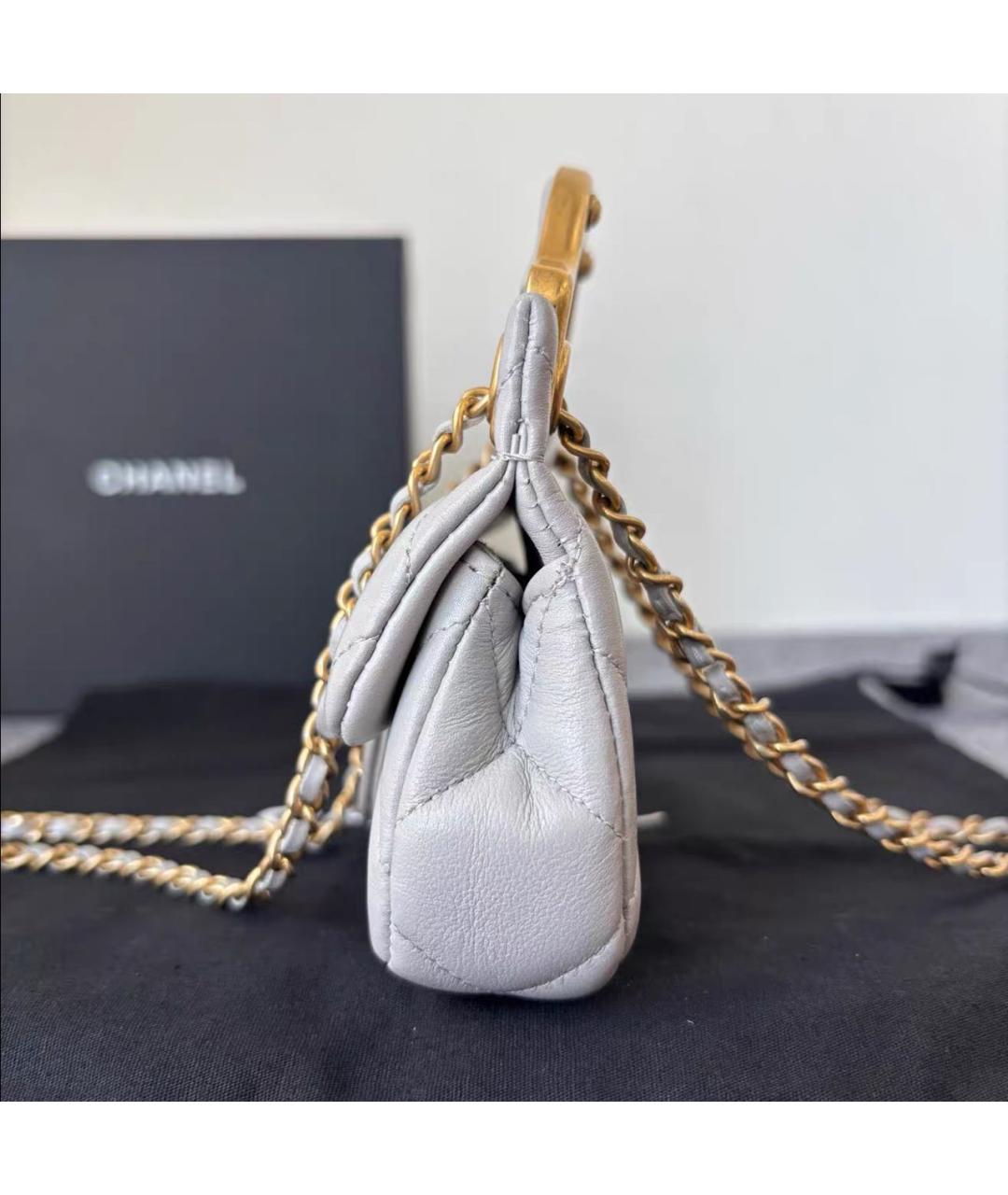 CHANEL Серая кожаная сумка через плечо, фото 4