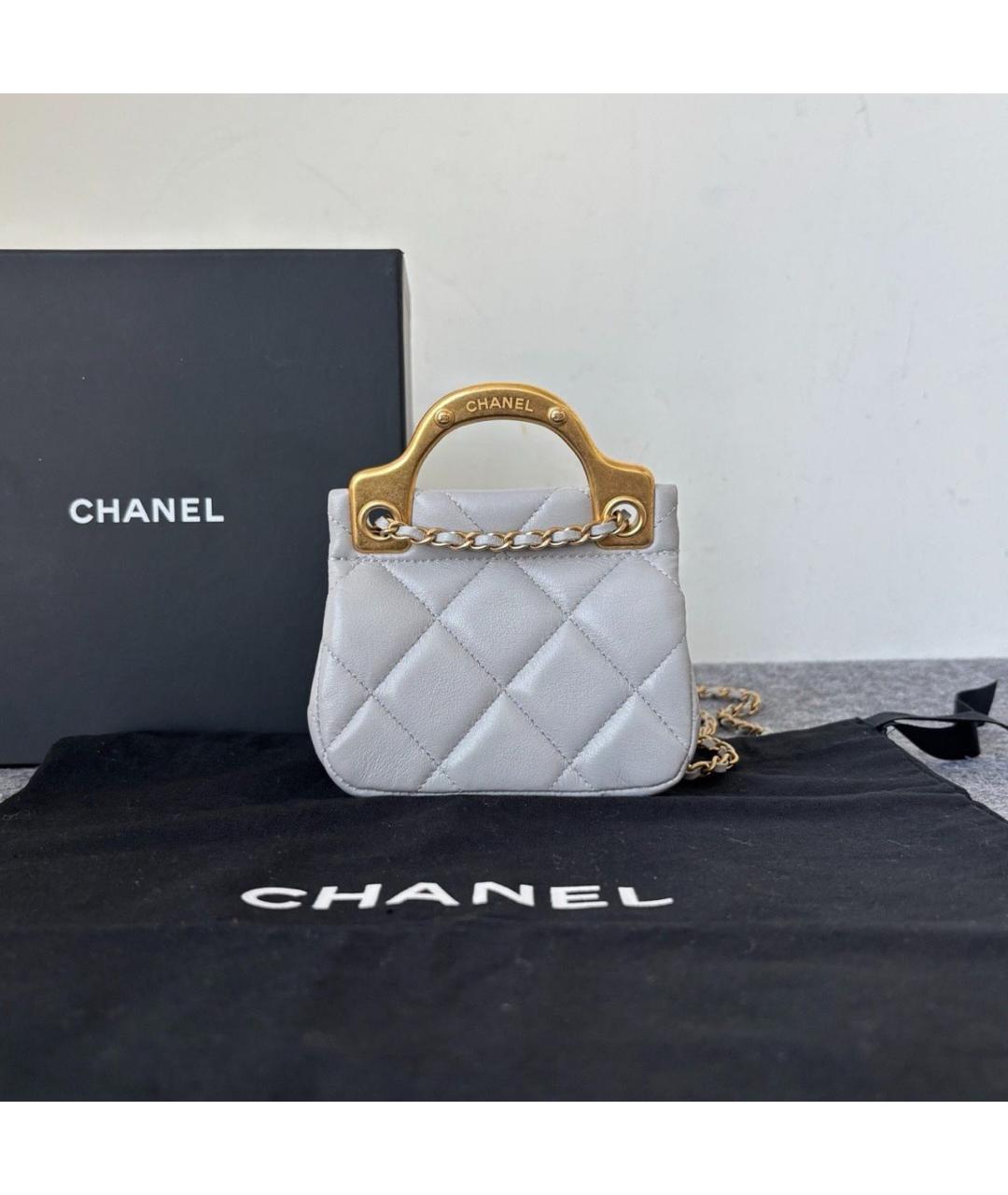 CHANEL Серая кожаная сумка через плечо, фото 2