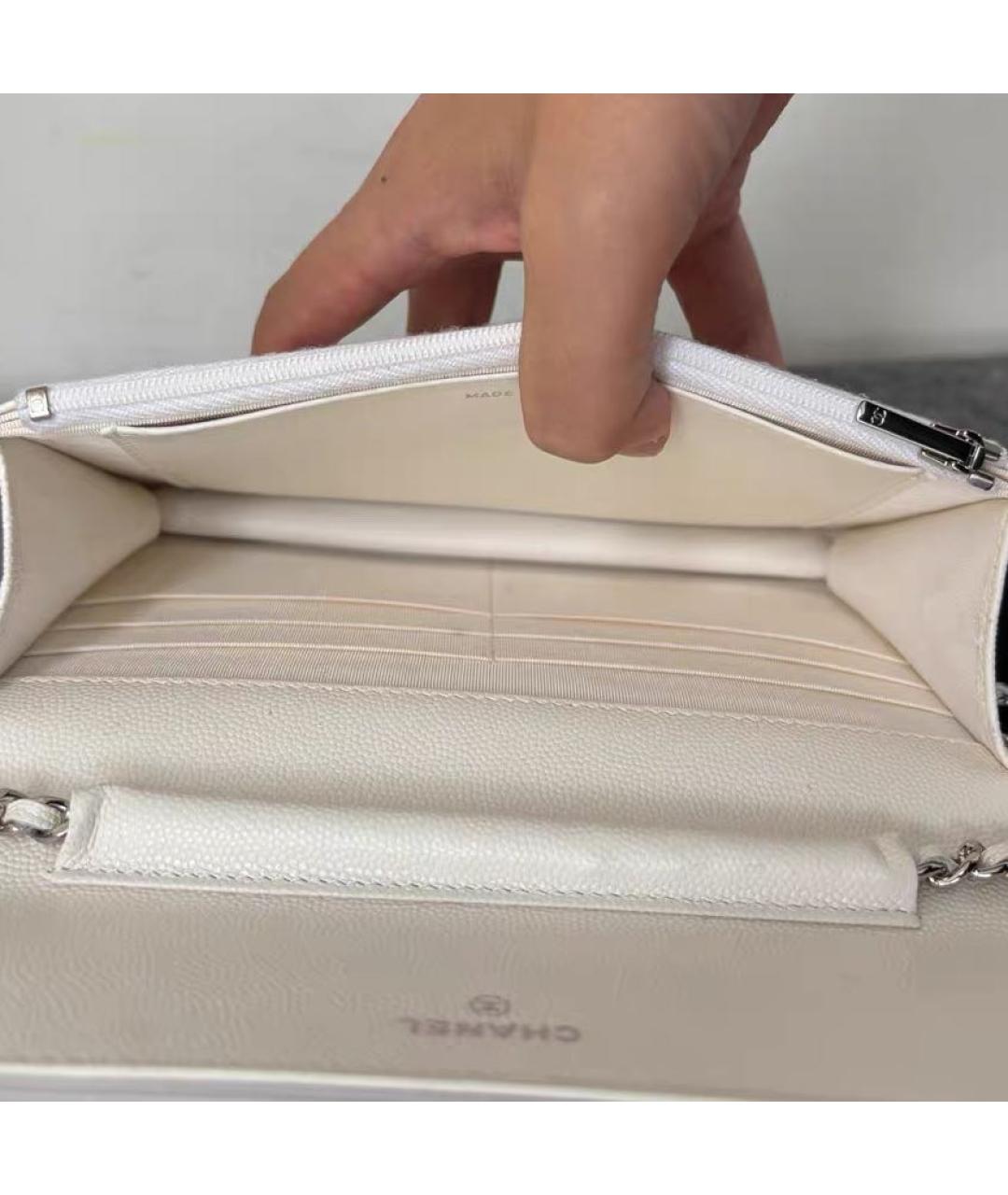 CHANEL Белая кожаная сумка через плечо, фото 8