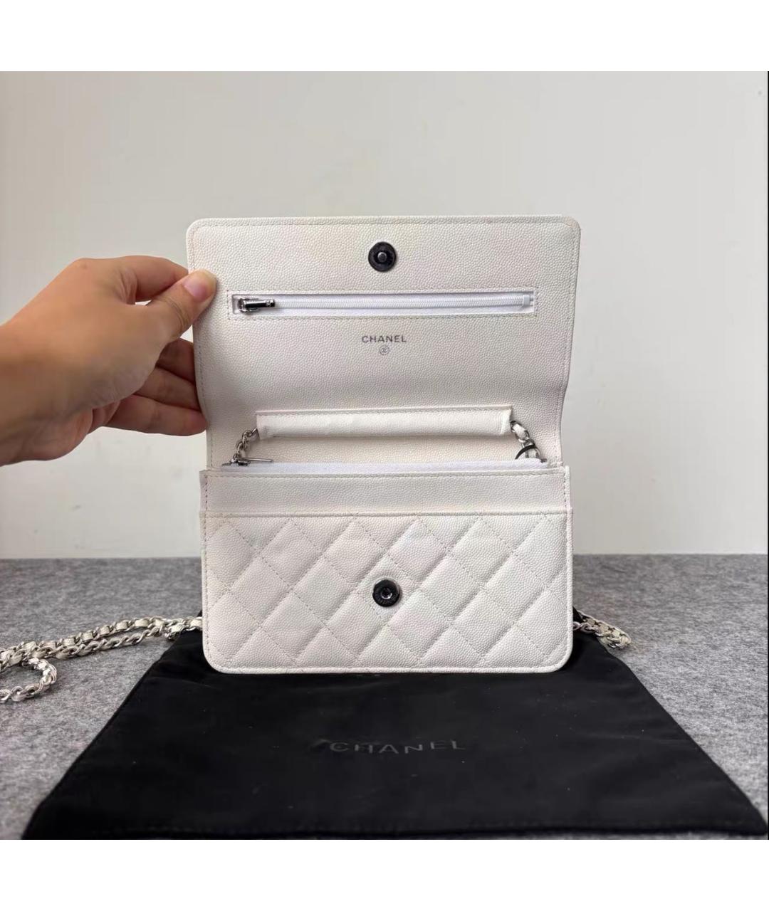 CHANEL Белая кожаная сумка через плечо, фото 7