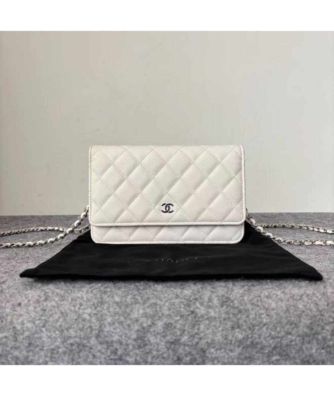 CHANEL Белая кожаная сумка через плечо, фото 9