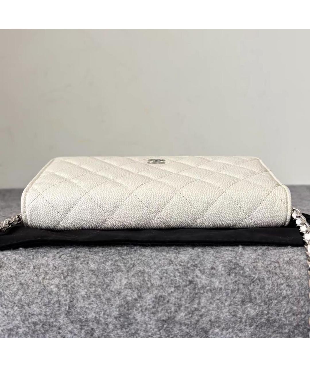 CHANEL Белая кожаная сумка через плечо, фото 5