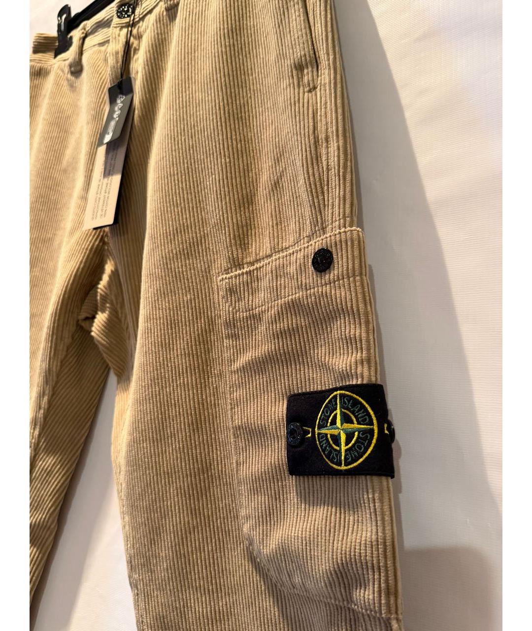 STONE ISLAND Бежевые хлопковые повседневные брюки, фото 2