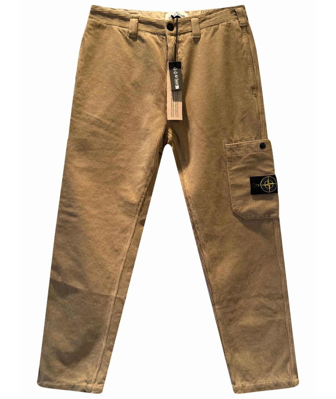 STONE ISLAND Бежевые хлопковые повседневные брюки, фото 1