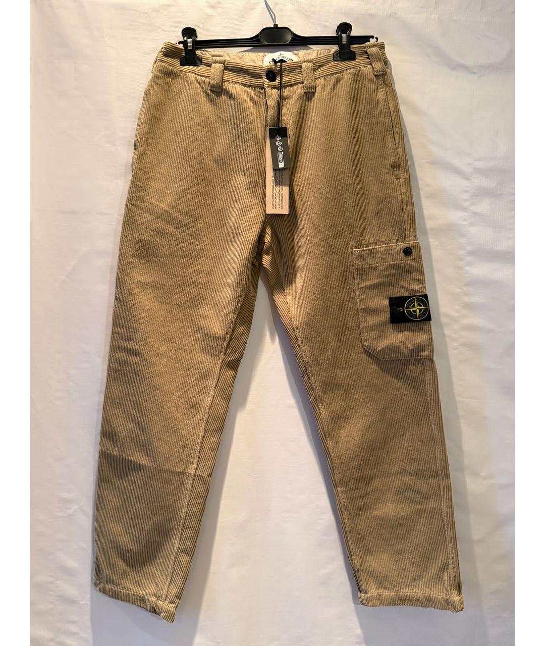 STONE ISLAND Бежевые хлопковые повседневные брюки, фото 5