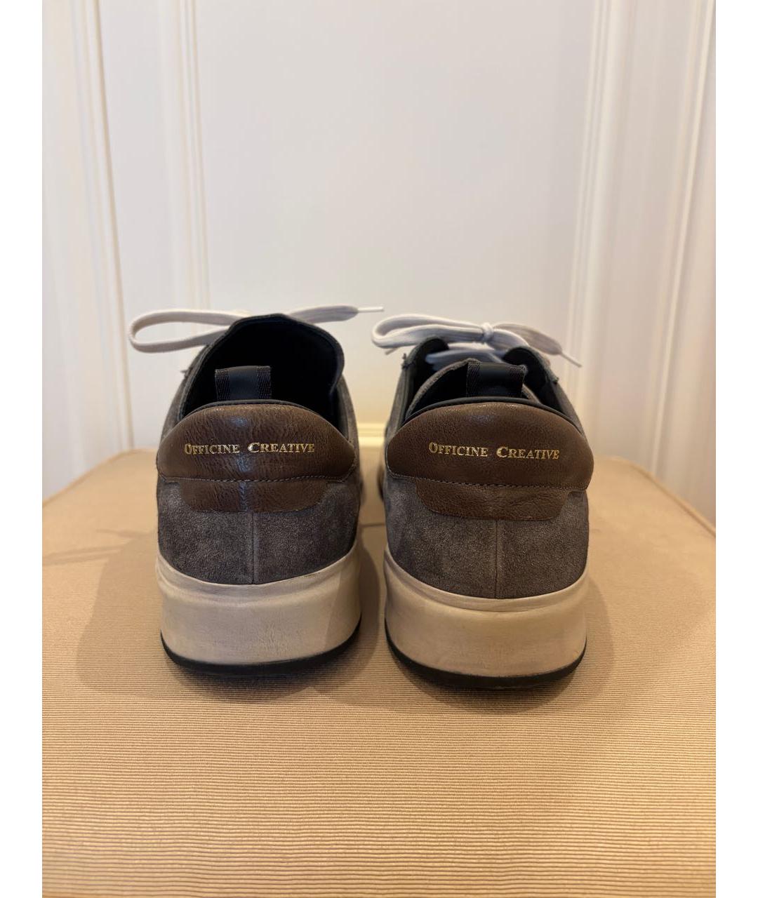 OFFICINE CREATIVE Серые замшевые низкие кроссовки / кеды, фото 4