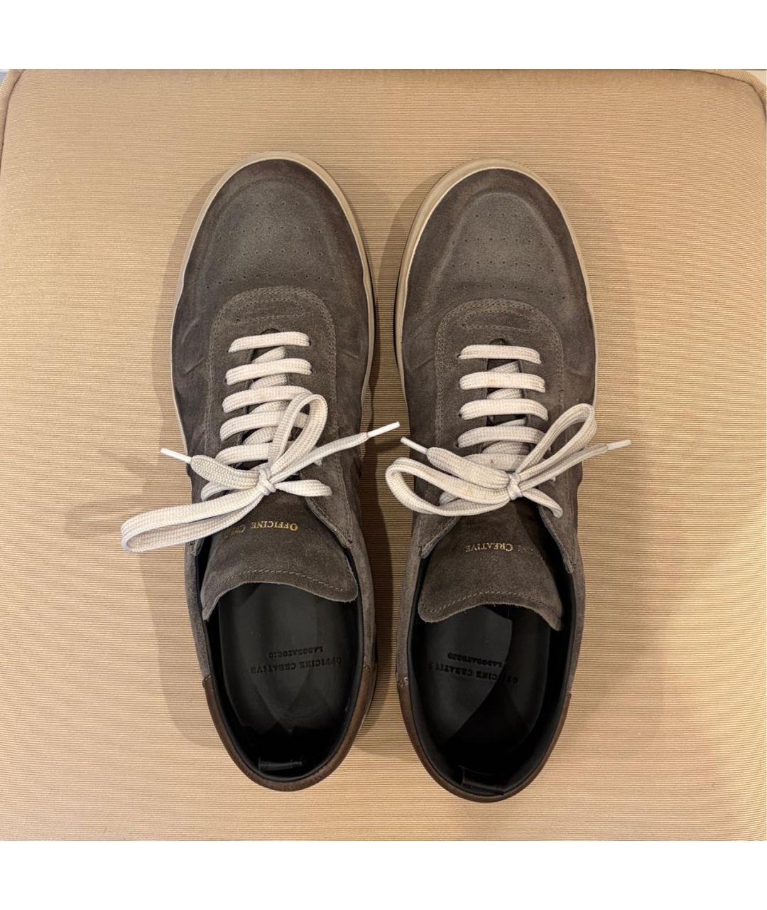 OFFICINE CREATIVE Серые замшевые низкие кроссовки / кеды, фото 3