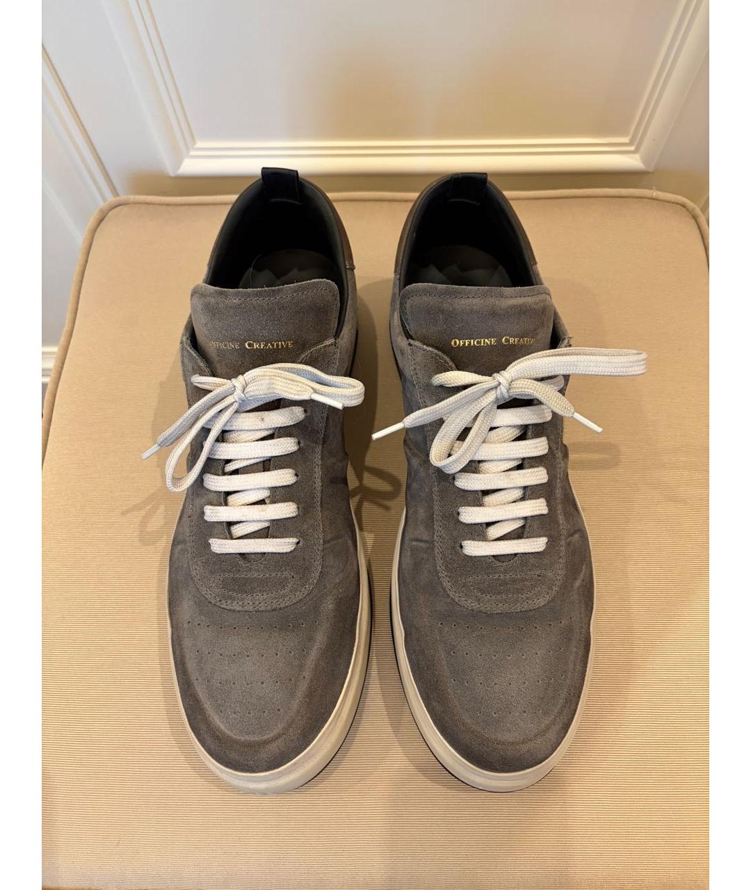 OFFICINE CREATIVE Серые замшевые низкие кроссовки / кеды, фото 2