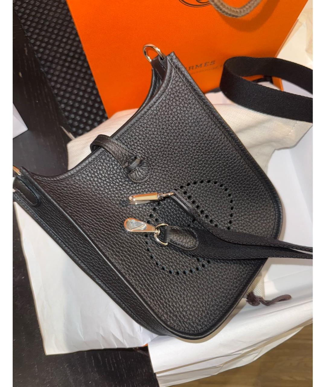 HERMES Черная кожаная сумка через плечо, фото 4