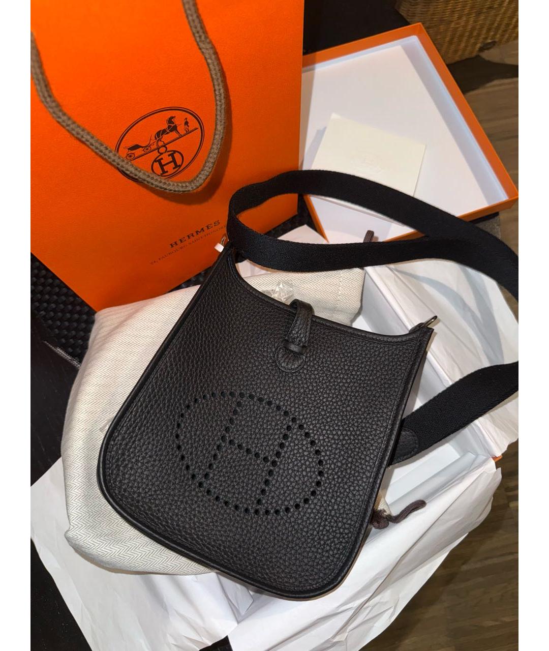 HERMES Черная кожаная сумка через плечо, фото 5