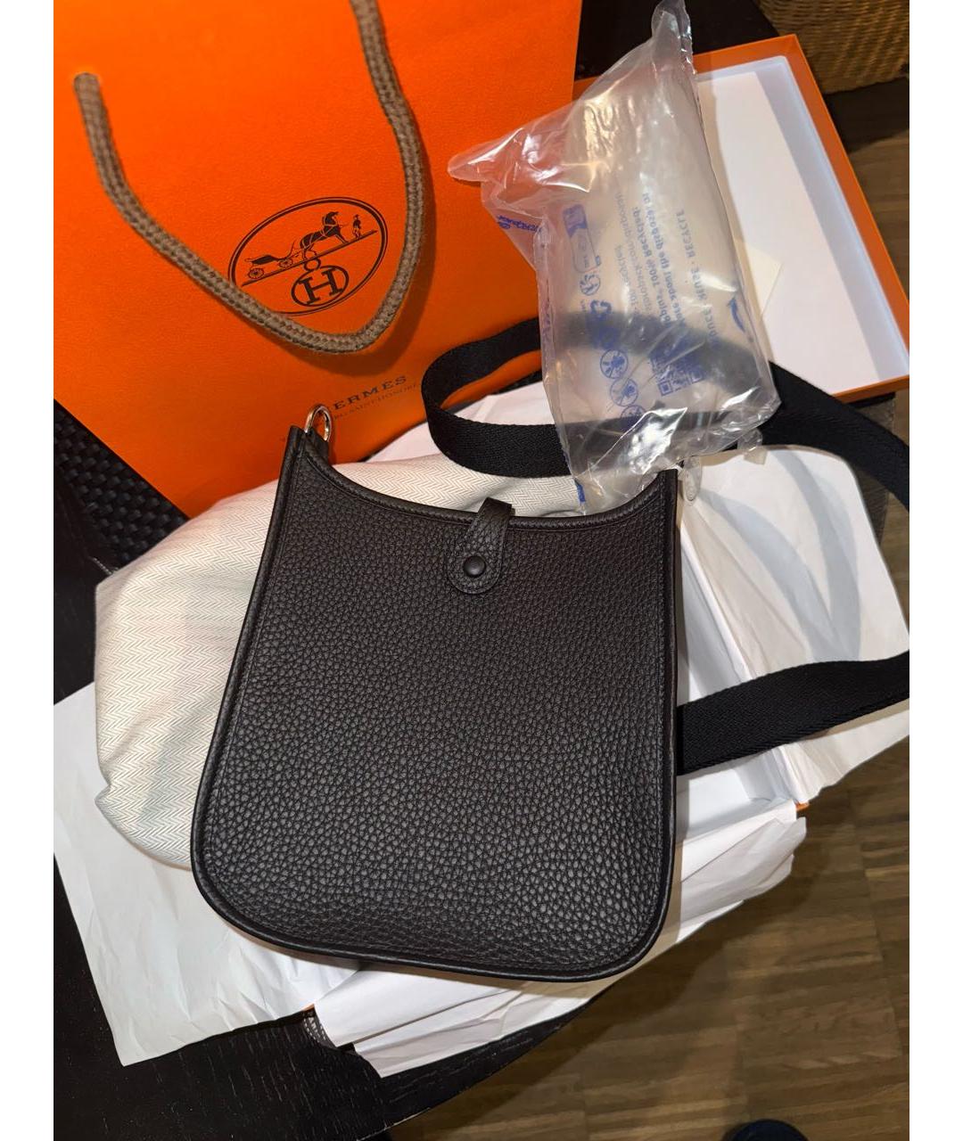 HERMES Черная кожаная сумка через плечо, фото 2