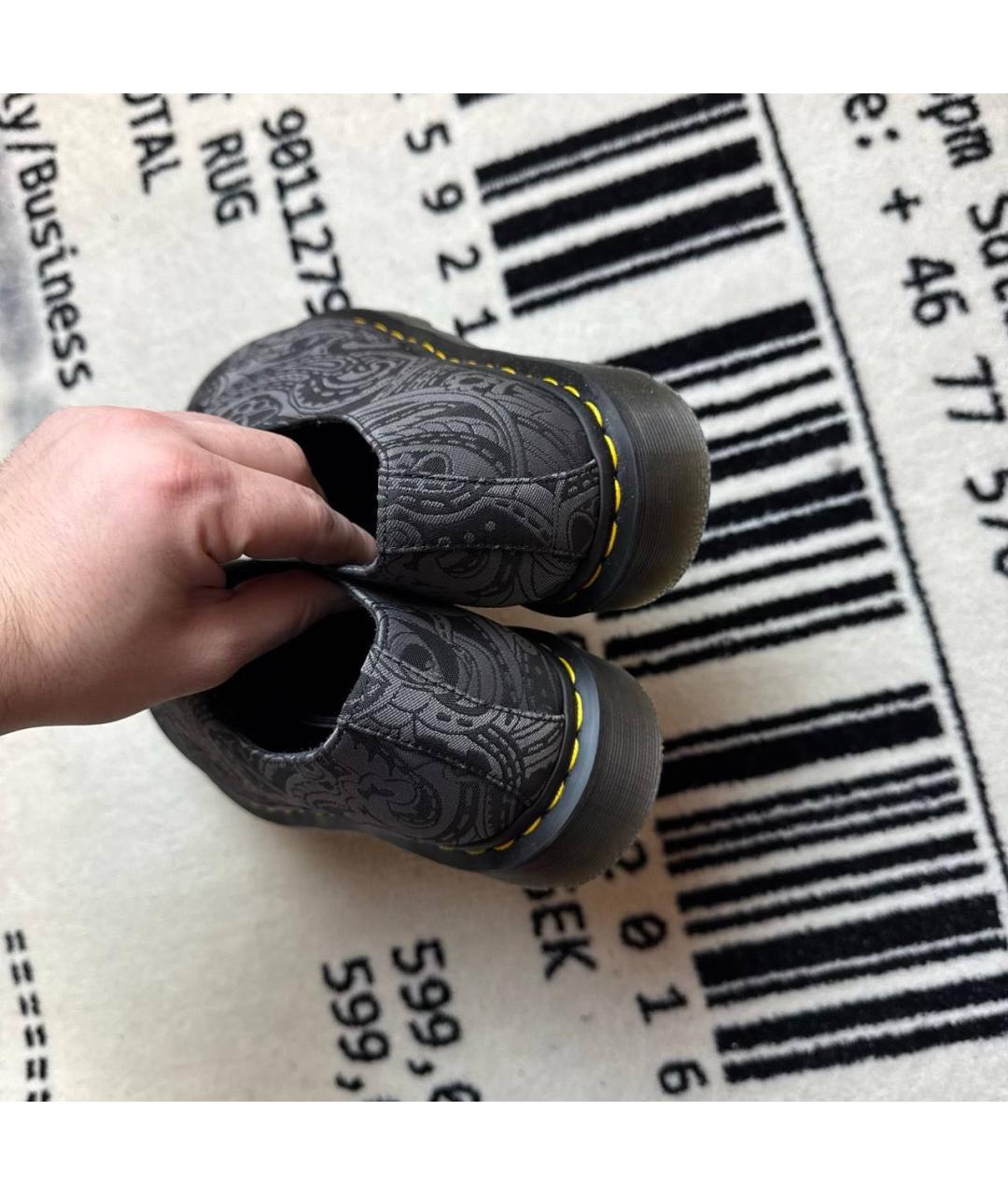 DR. MARTENS Антрацитовые текстильные низкие ботинки, фото 4