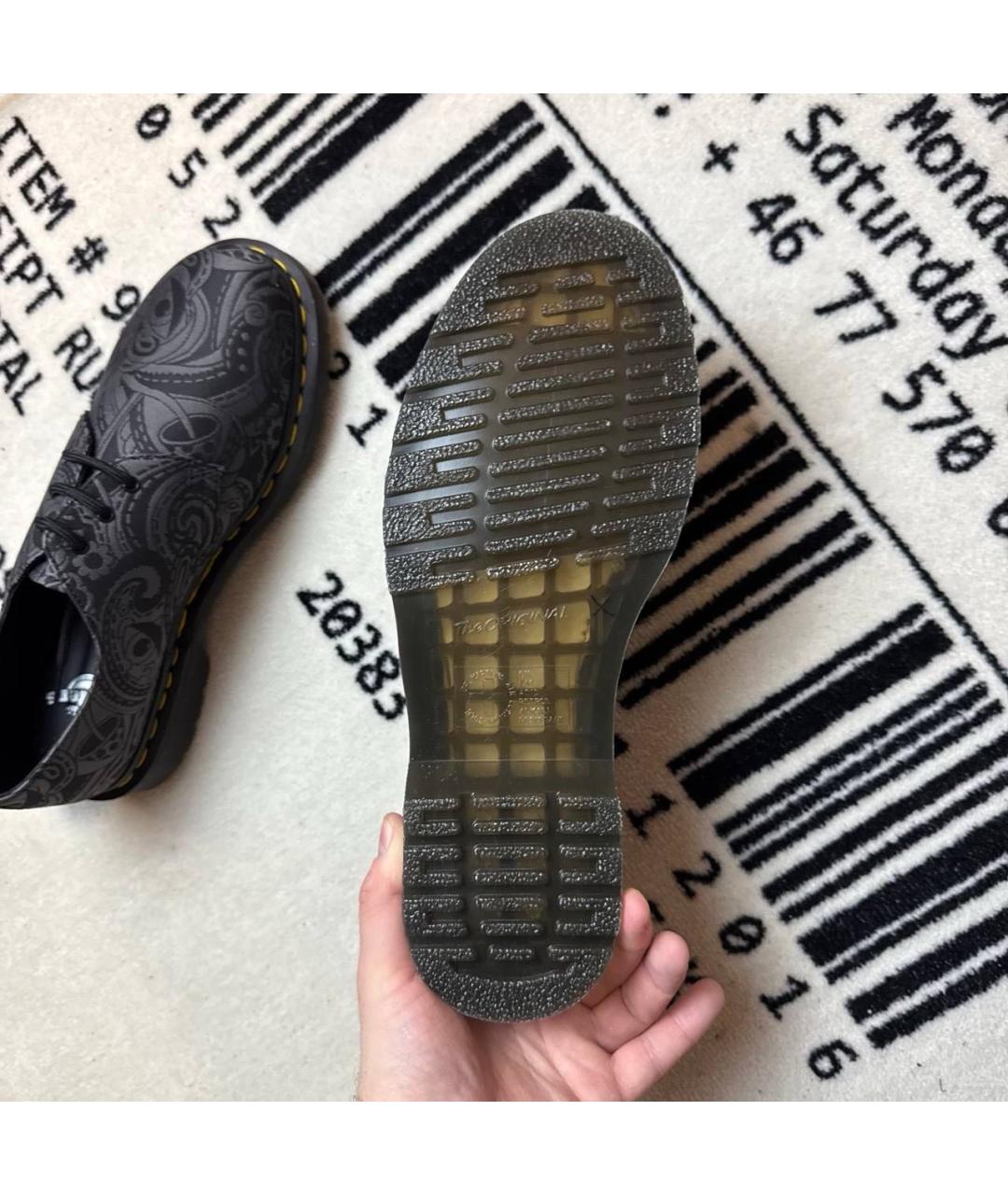 DR. MARTENS Антрацитовые текстильные низкие ботинки, фото 5