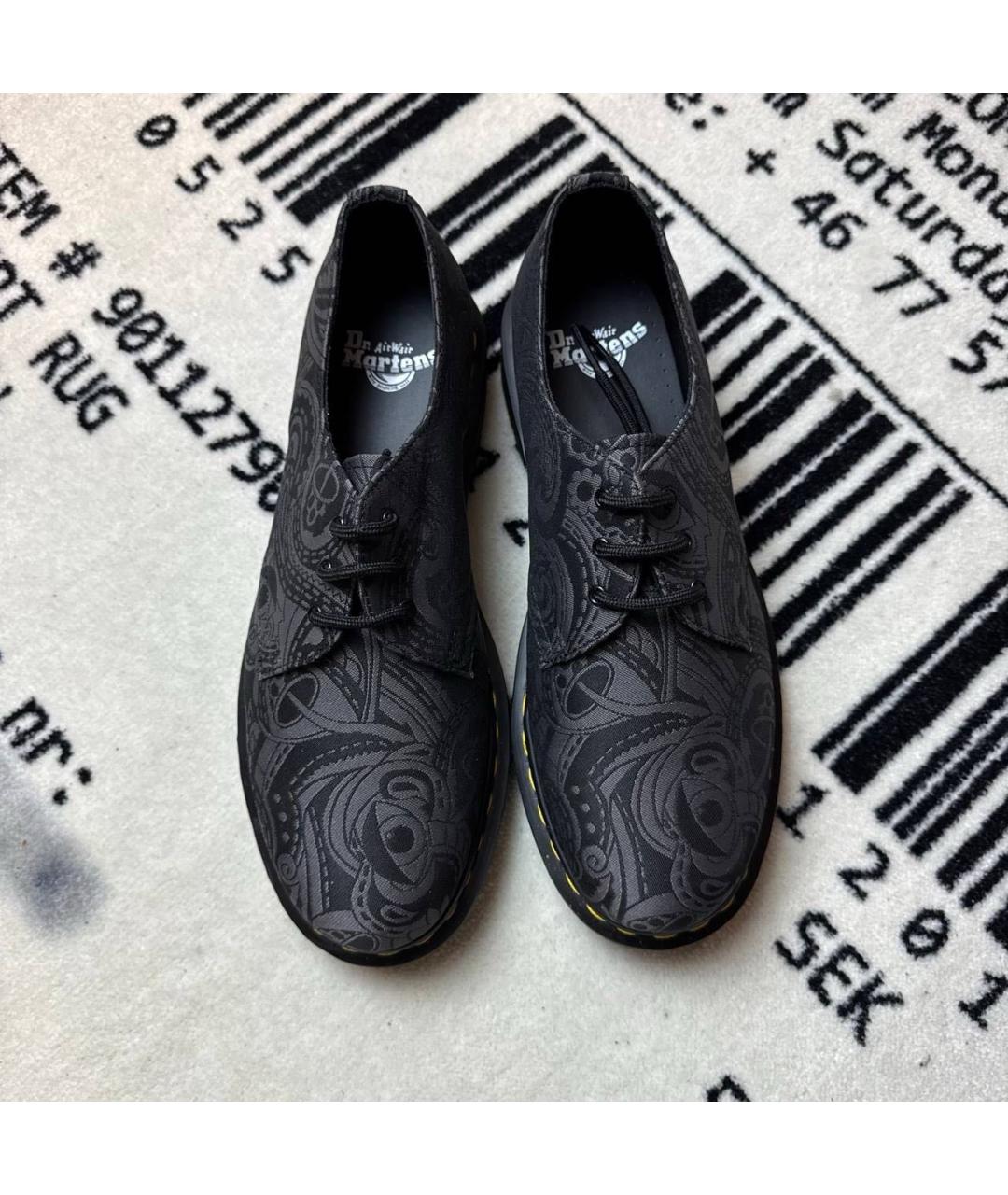 DR. MARTENS Антрацитовые текстильные низкие ботинки, фото 2