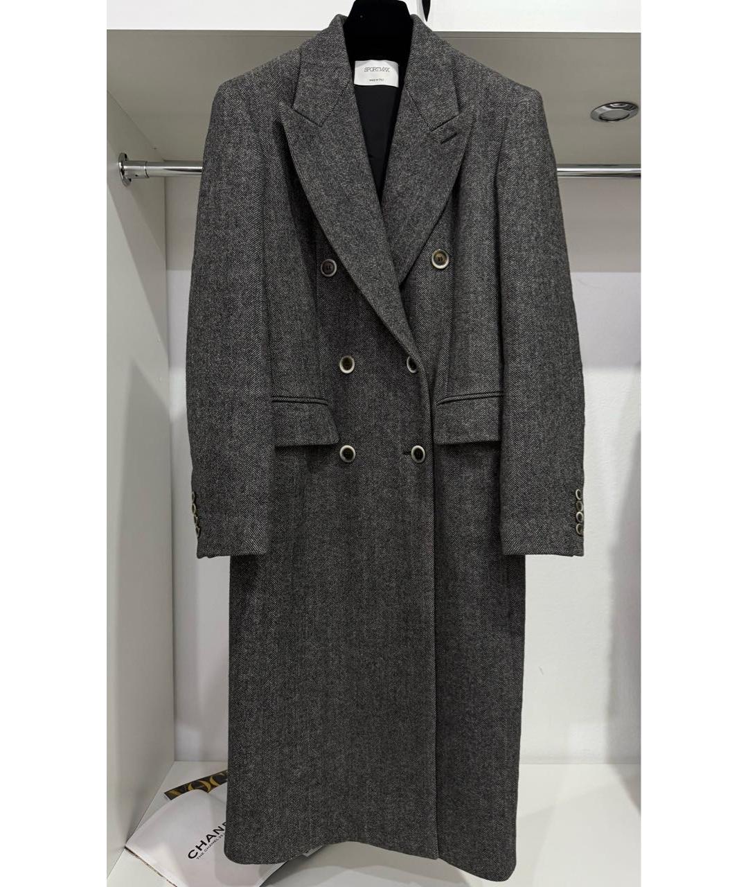 SPORTMAX Серое шерстяное пальто, фото 3