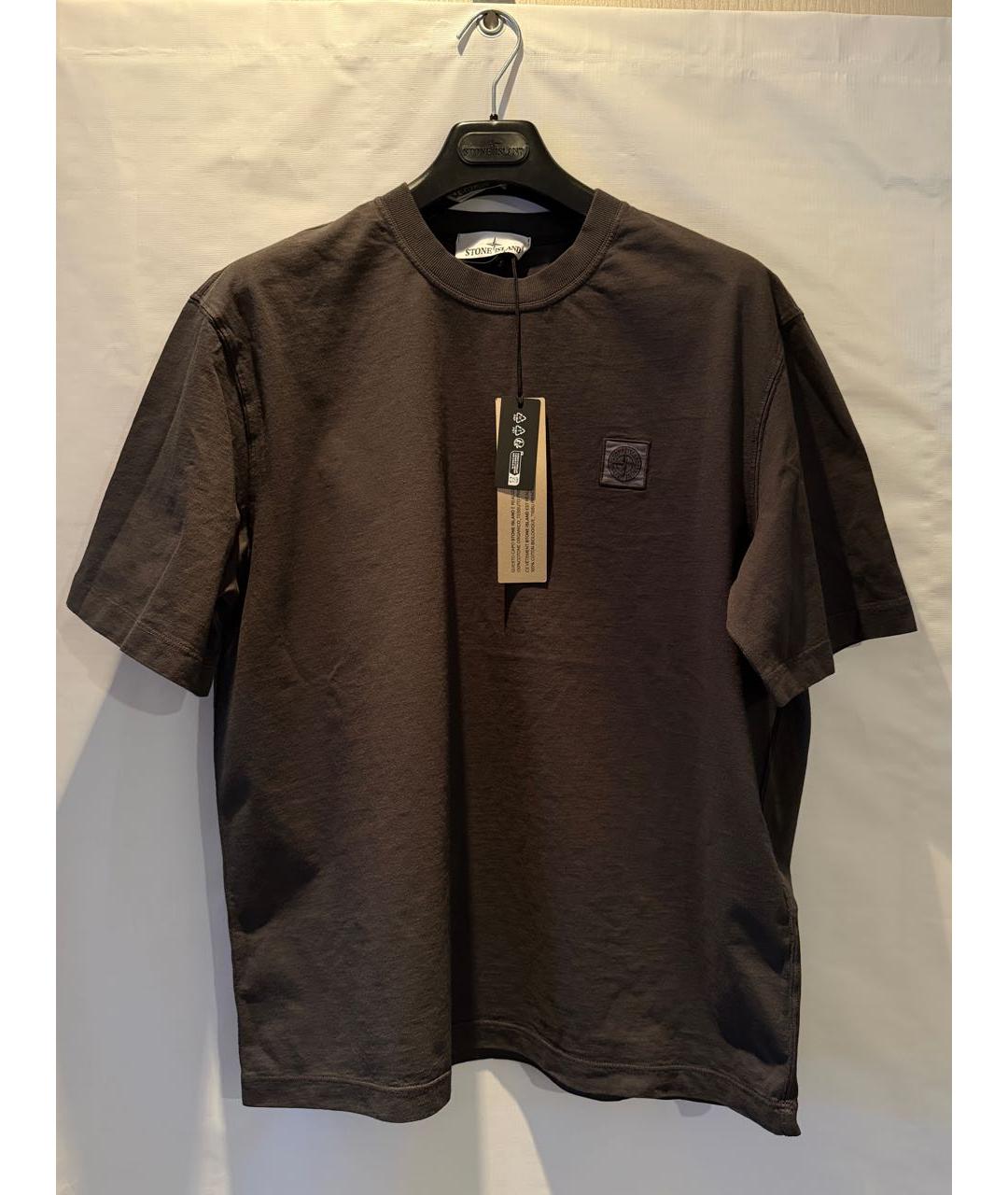 STONE ISLAND Антрацитовая хлопковая футболка, фото 5