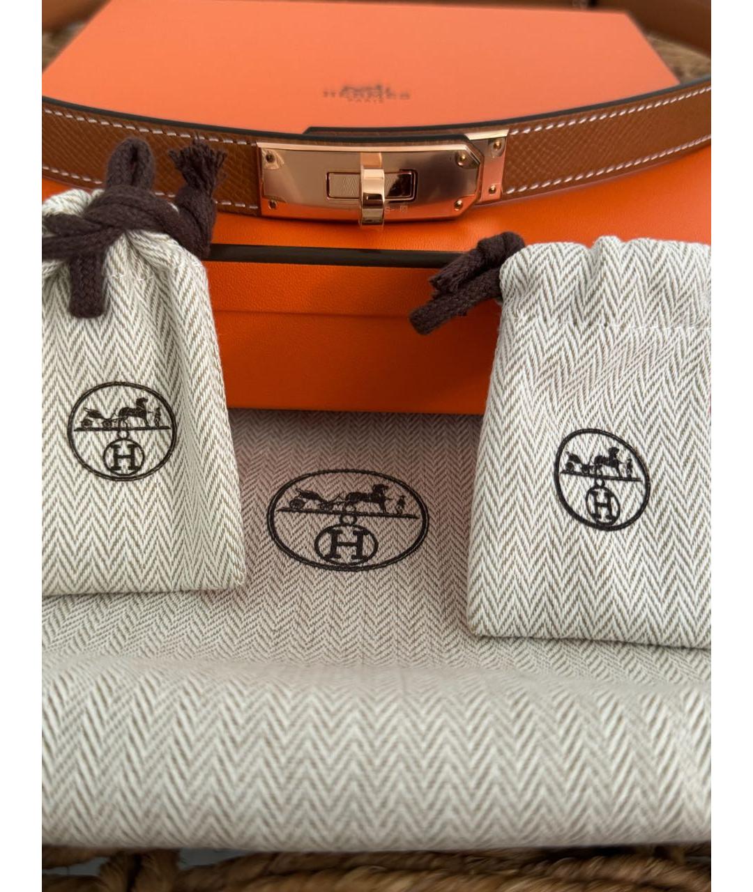 HERMES Коричневый кожаный ремень, фото 2