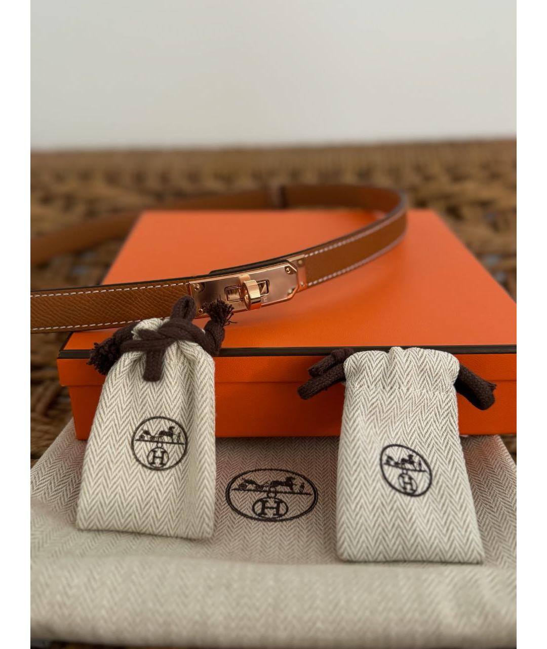 HERMES Коричневый кожаный ремень, фото 5