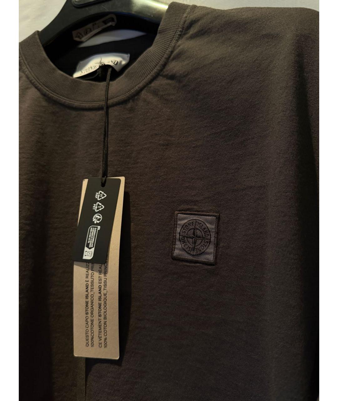 STONE ISLAND Антрацитовая хлопковая футболка, фото 2