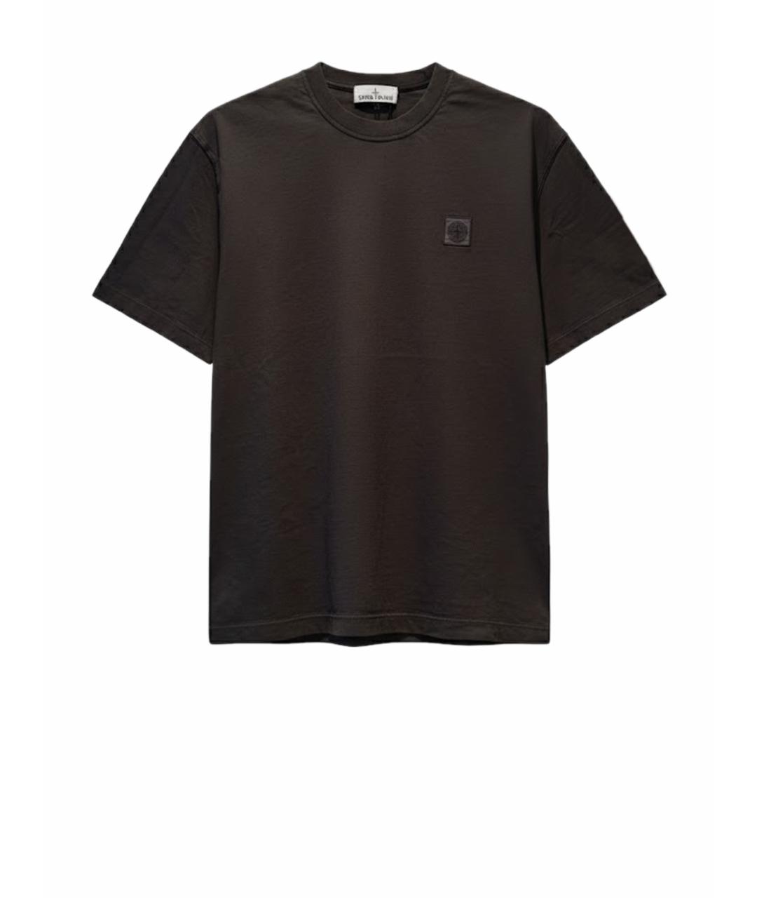 STONE ISLAND Антрацитовая хлопковая футболка, фото 1