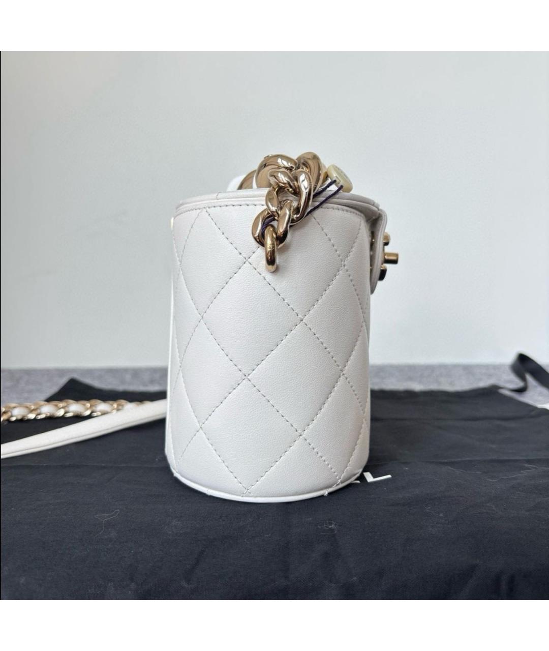 CHANEL Белая кожаная сумка через плечо, фото 4