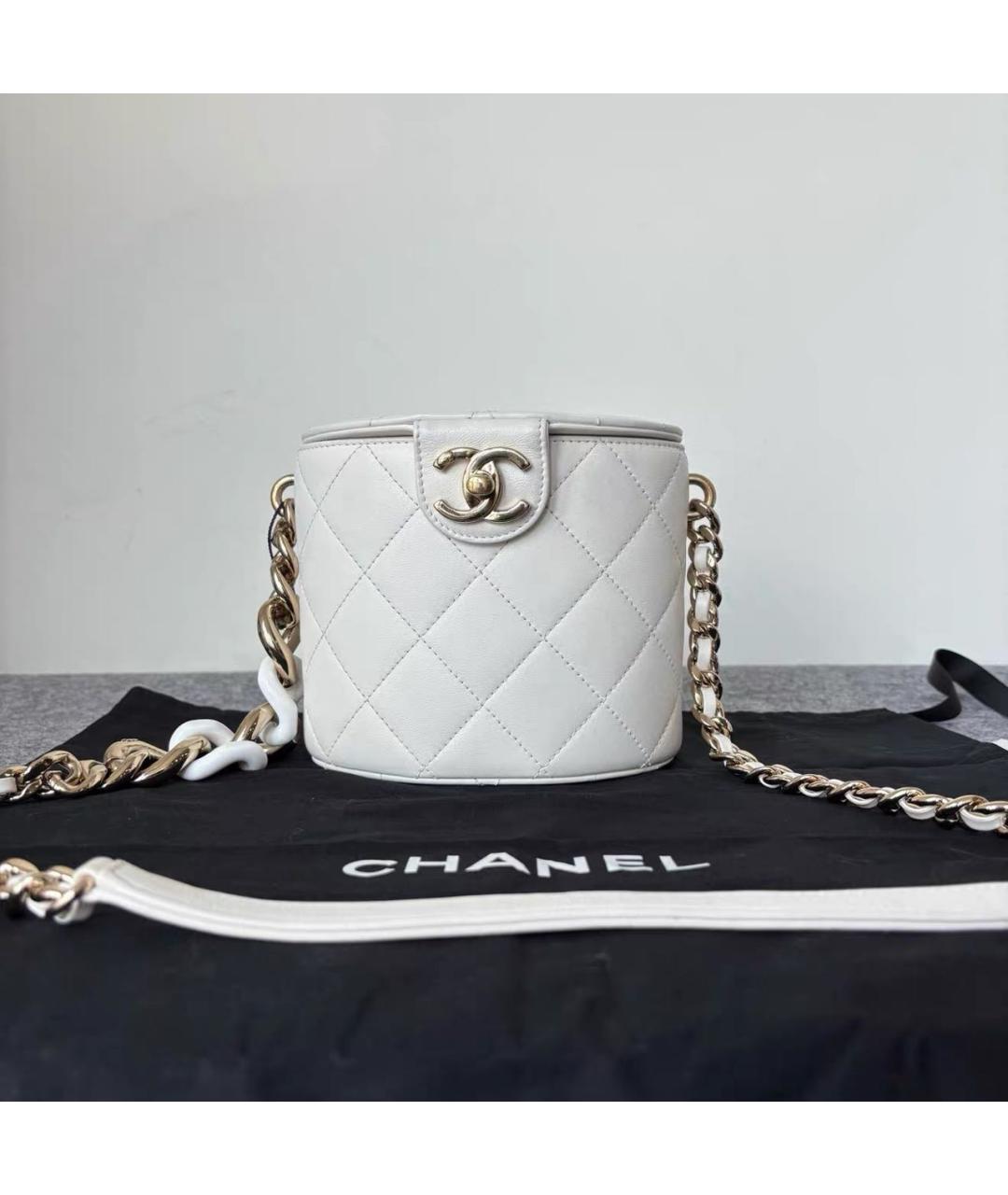 CHANEL Белая кожаная сумка через плечо, фото 8