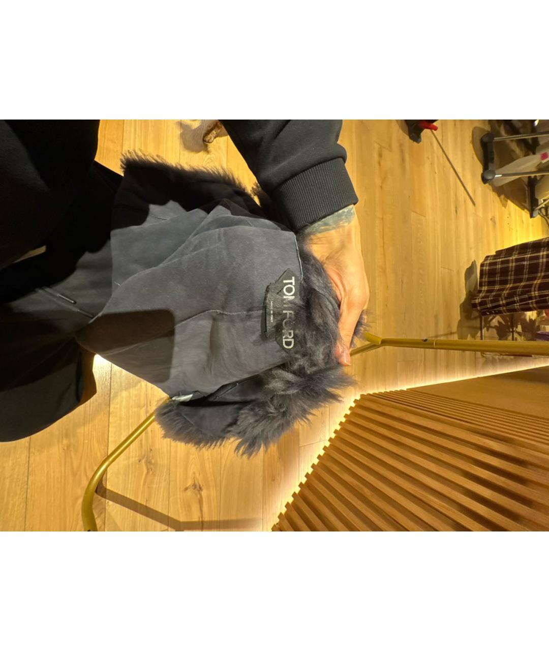 TOM FORD Темно-синяя меховая шуба, фото 3