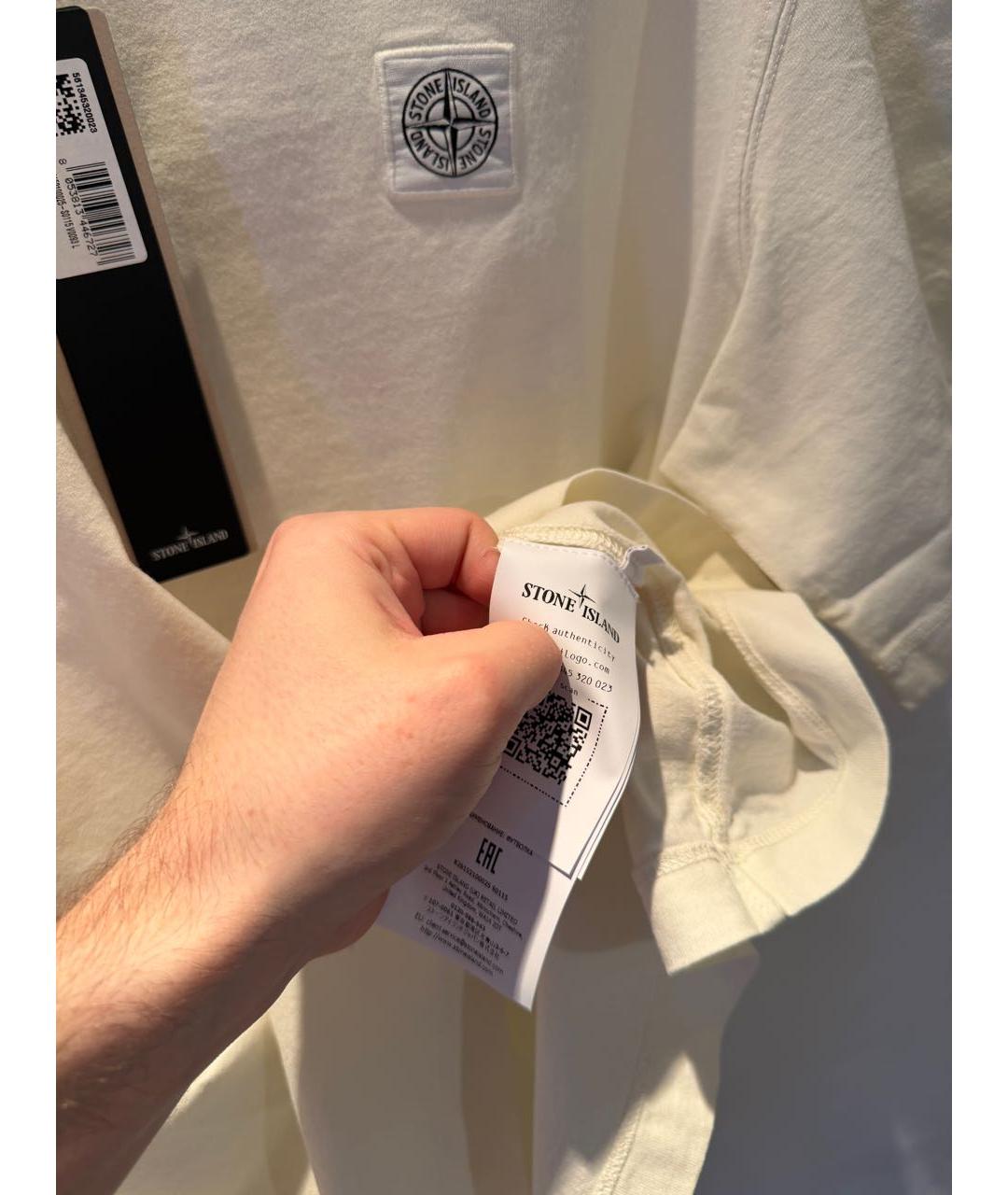 STONE ISLAND Бежевая хлопковая футболка, фото 4