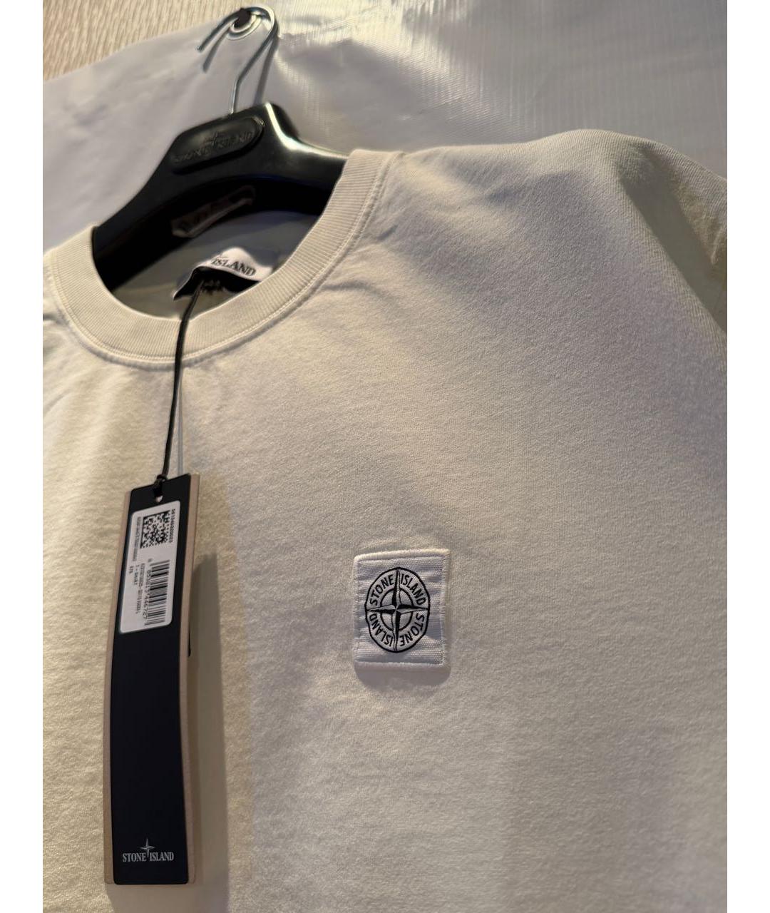 STONE ISLAND Бежевая хлопковая футболка, фото 2