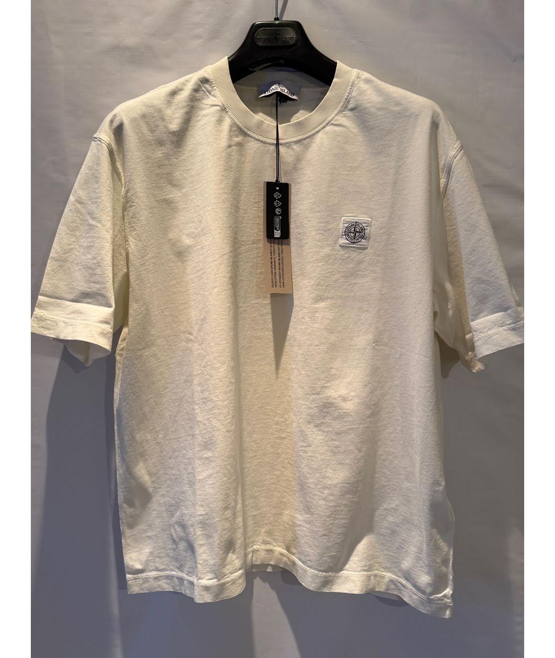 STONE ISLAND Бежевая хлопковая футболка, фото 5