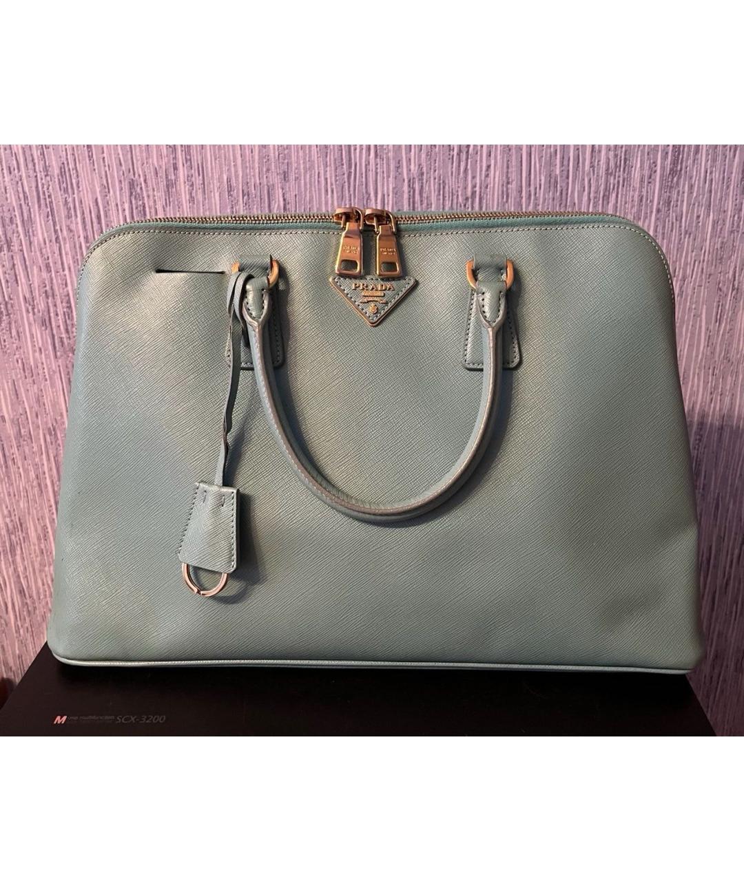 PRADA Зеленая кожаная сумка с короткими ручками, фото 6