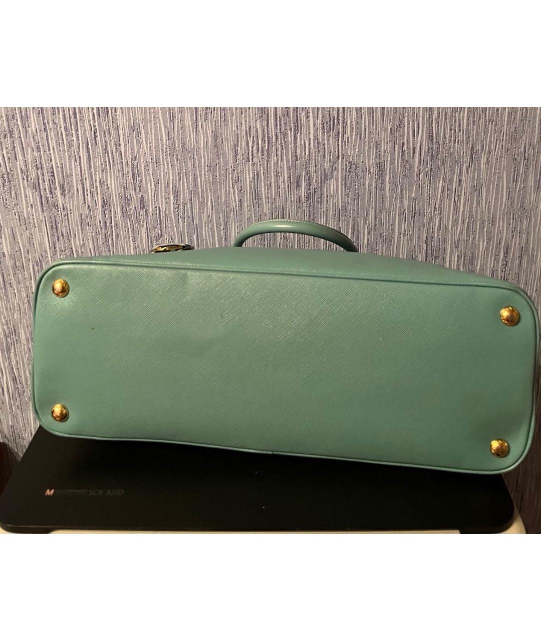 PRADA Зеленая кожаная сумка с короткими ручками, фото 5
