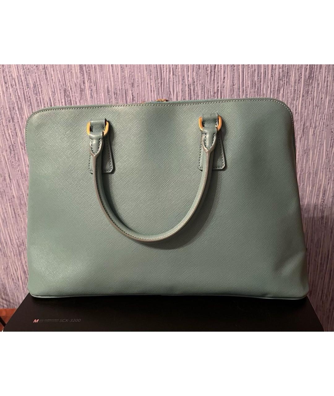 PRADA Зеленая кожаная сумка с короткими ручками, фото 3