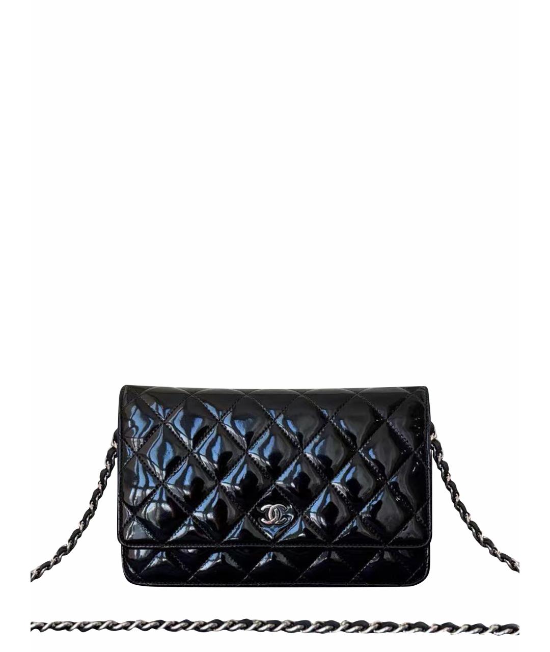 CHANEL Черная сумка через плечо из лакированной кожи, фото 1