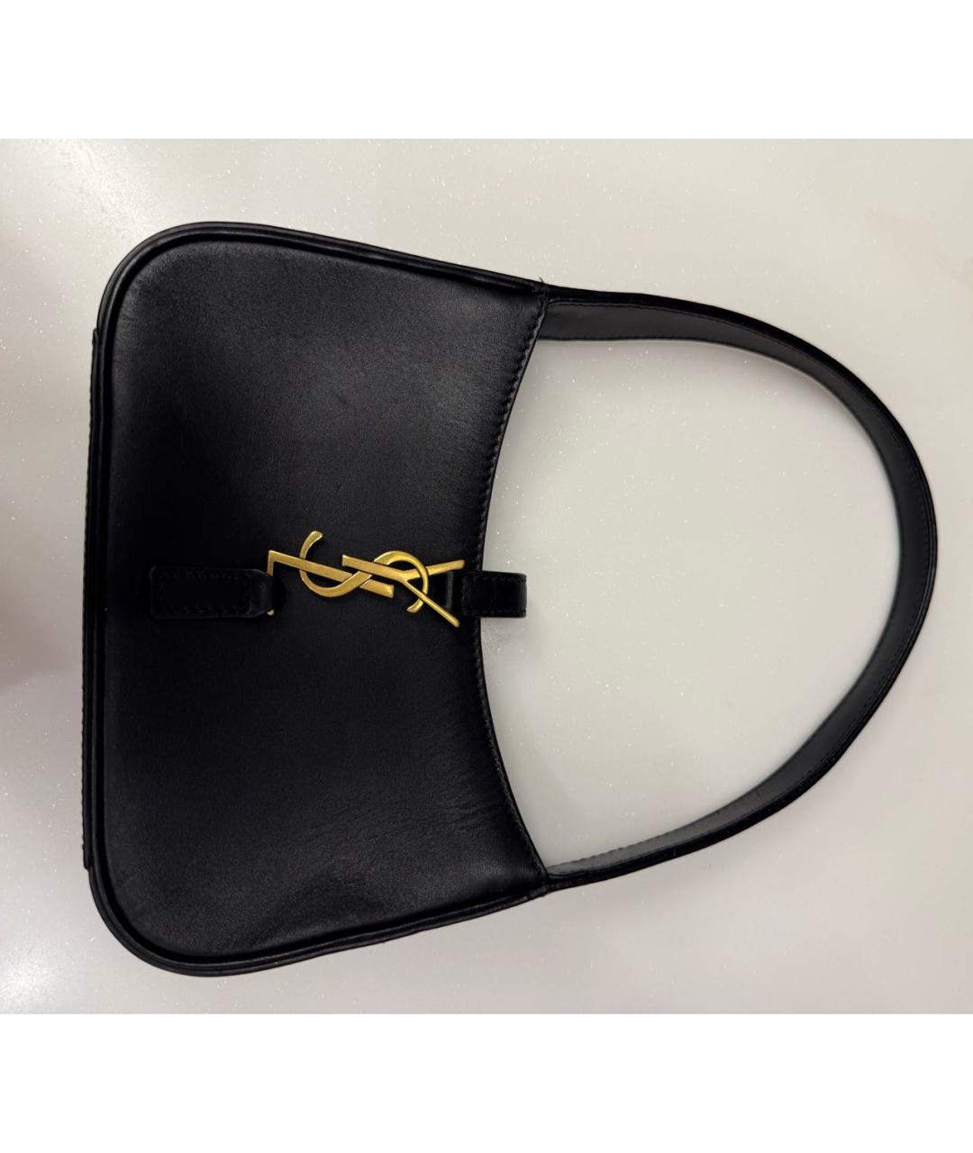 SAINT LAURENT Черная кожаная сумка с короткими ручками, фото 2