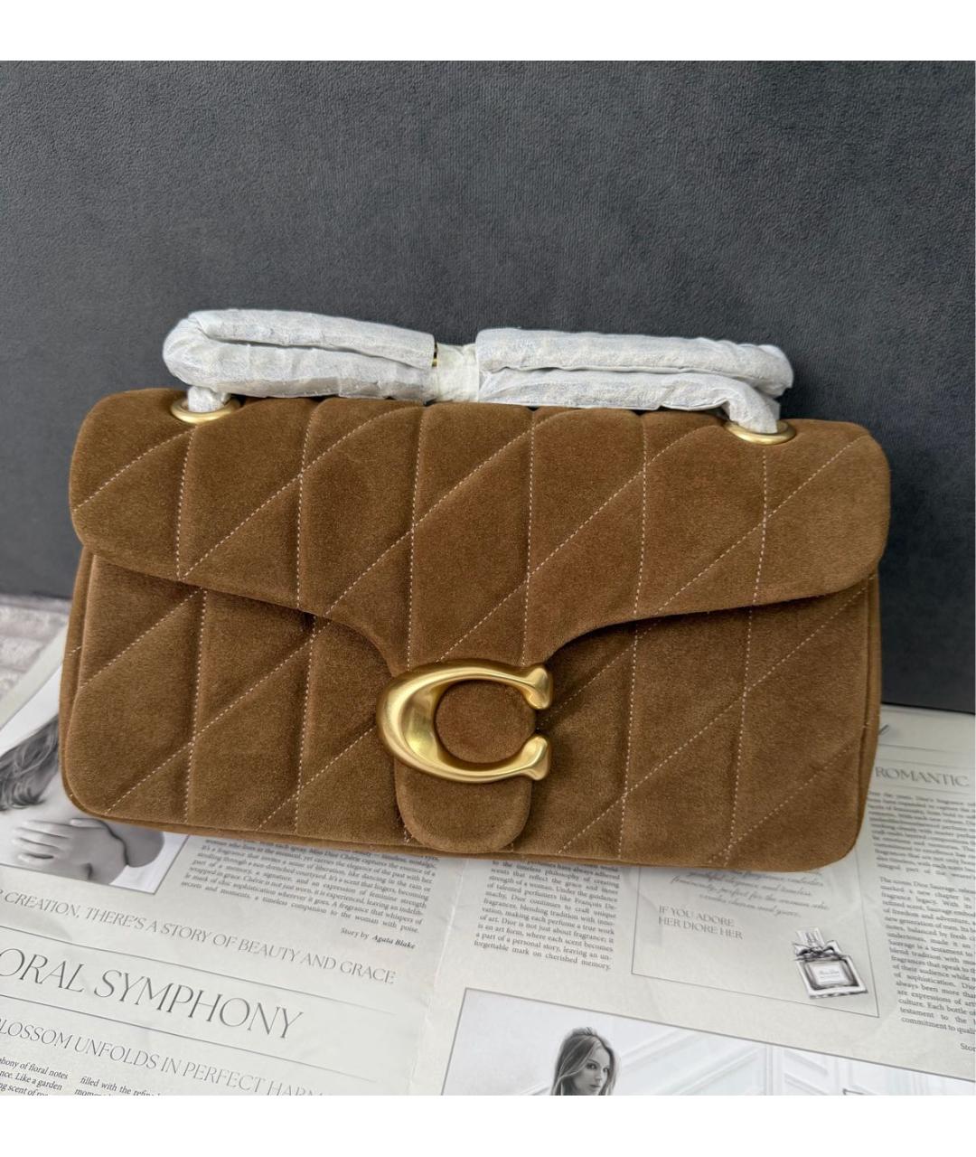 COACH Коричневая замшевая сумка через плечо, фото 2