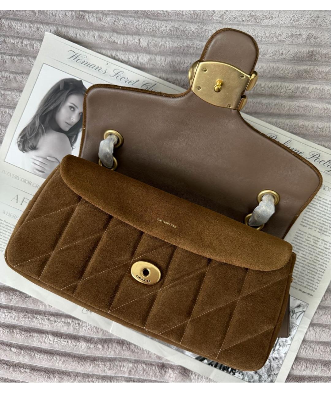 COACH Коричневая замшевая сумка через плечо, фото 4