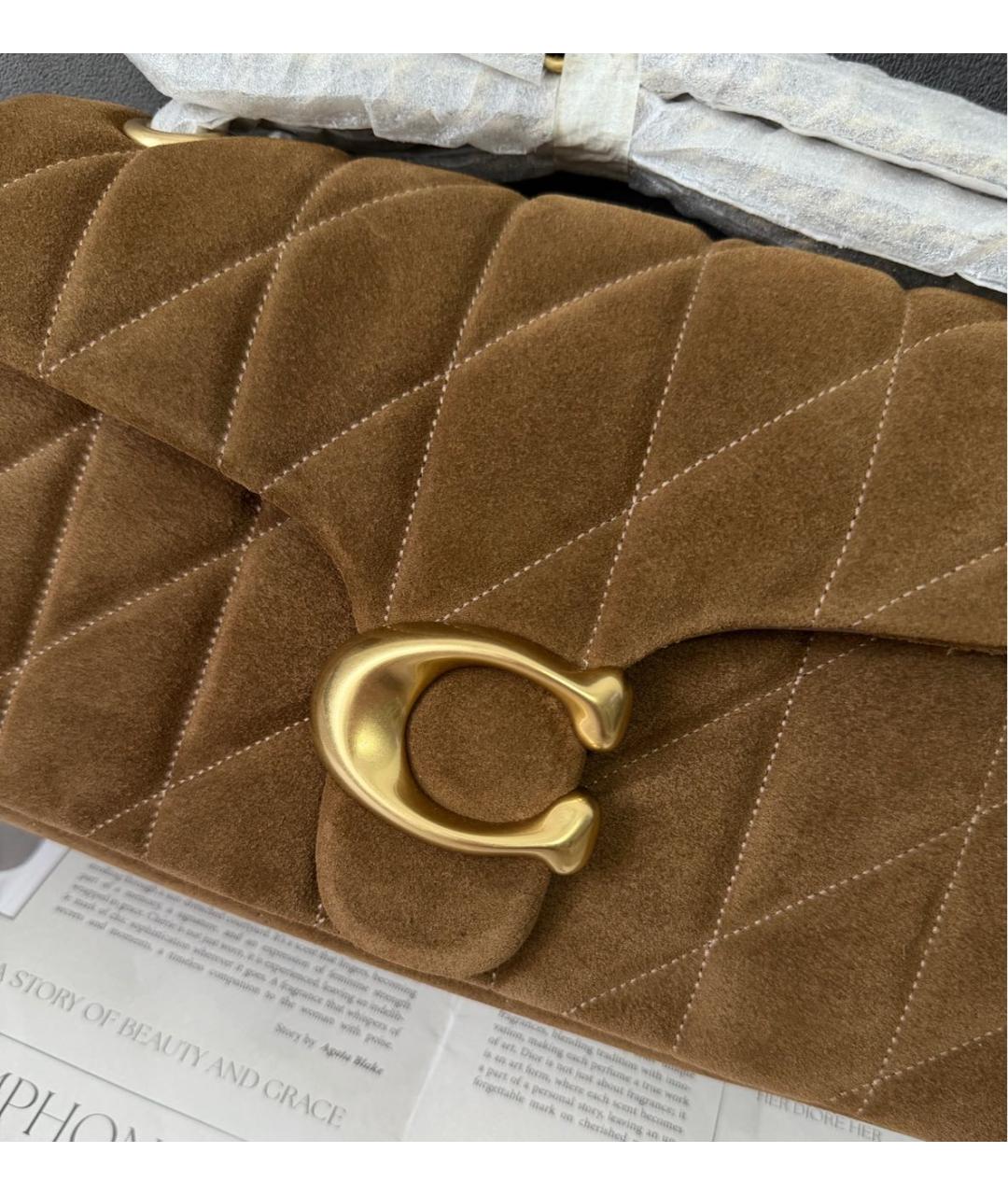 COACH Коричневая замшевая сумка через плечо, фото 6