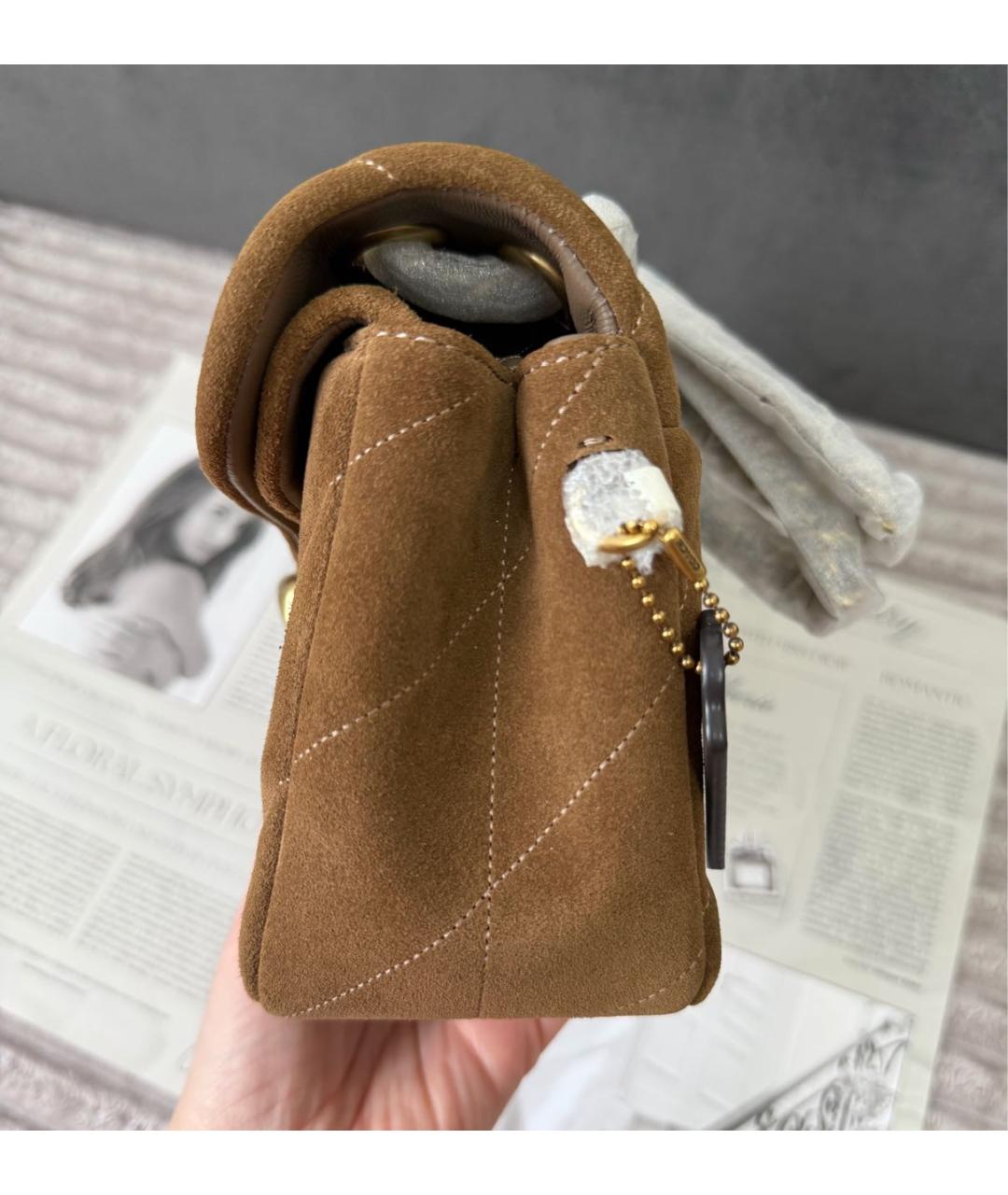COACH Коричневая замшевая сумка через плечо, фото 7