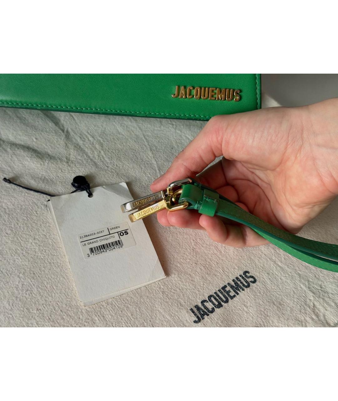 JACQUEMUS Зеленая кожаная сумка через плечо, фото 4